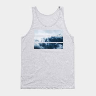 Rectangle Misty Forest Landscape Cut Out Tank Top